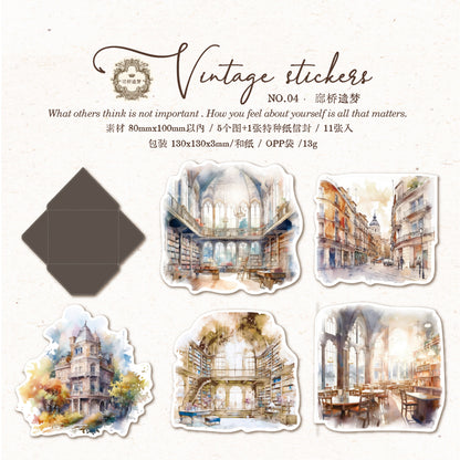 [2603-077] Vintage Travel Collage Stickers 6 Styles