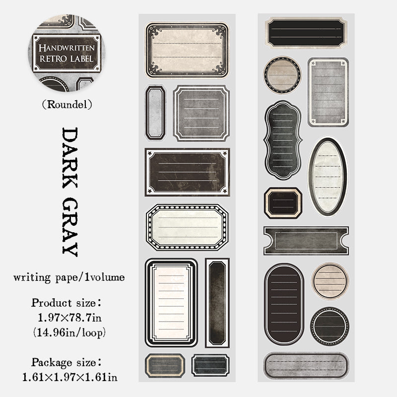 [2602-014] Vintage Handwritten Label Washi Tape 4 Styles