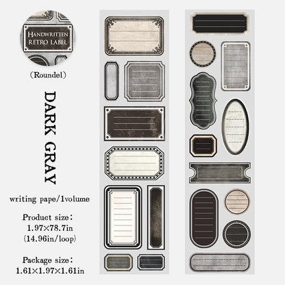 [2602-014] Vintage Handwritten Label Washi Tape 4 Styles