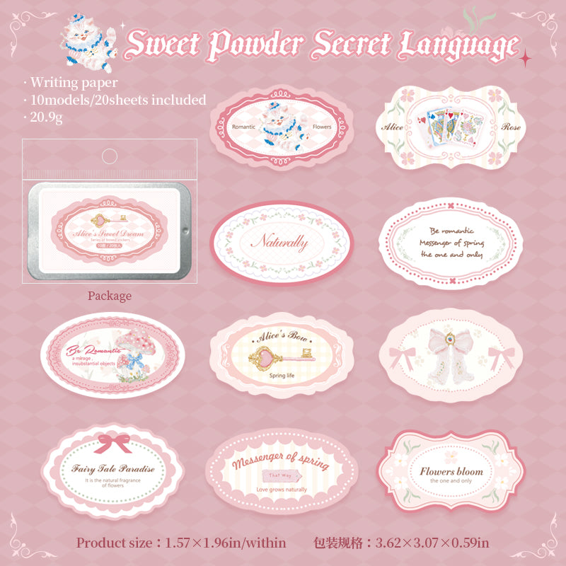 [2601-182] Alice Sweet Dream Sticker Box Set – 6 Designs, 20 Sheets, Fairy Tale Journal Stickers