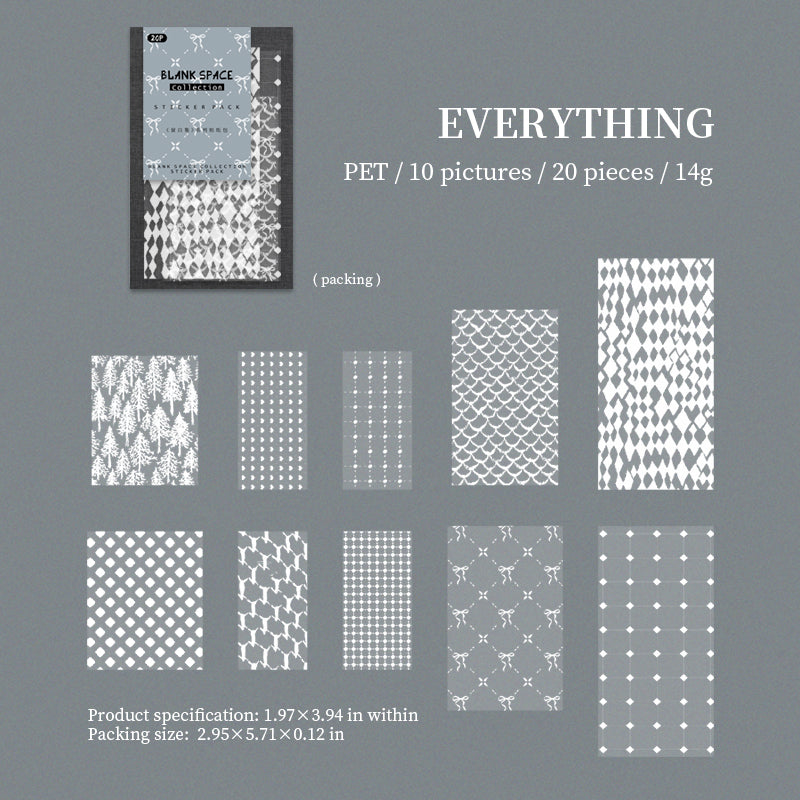 [2603-038] Basic Pattern PET Collage Stickers 6 Styles