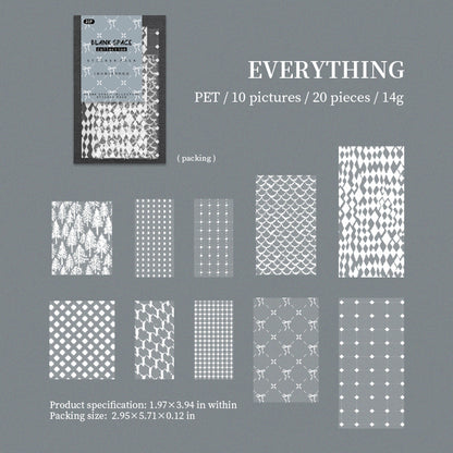 [2603-038] Basic Pattern PET Collage Stickers 6 Styles