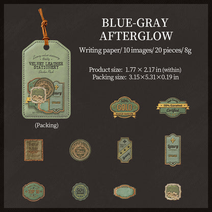 [2601-137] Velvet Leather Label Stickers – Vintage Faux Leather Journal Tags (6 Designs)