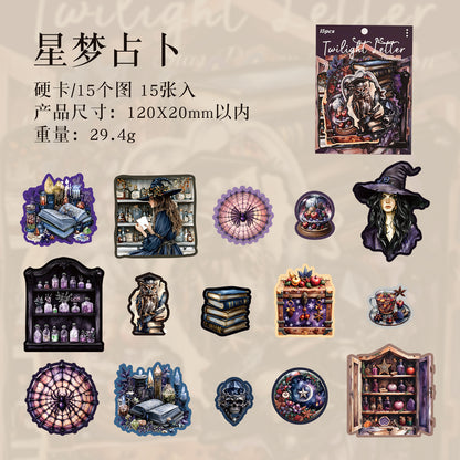 [2601-176] Twilight Letter – Gothic Vintage Character Sticker Set (6 Designs)