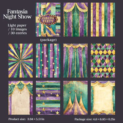 [2603-095] Vintage Circus Party Journal Background Paper 6 Styles