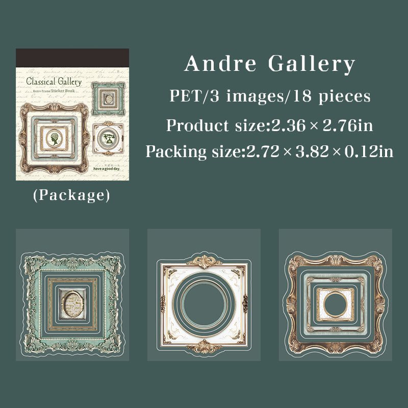 [2603-006] Vintage Museum Die Cut Frame Sticker Book 6 Styles