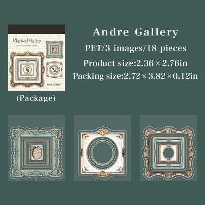 [2603-006] Vintage Museum Die Cut Frame Sticker Book 6 Styles