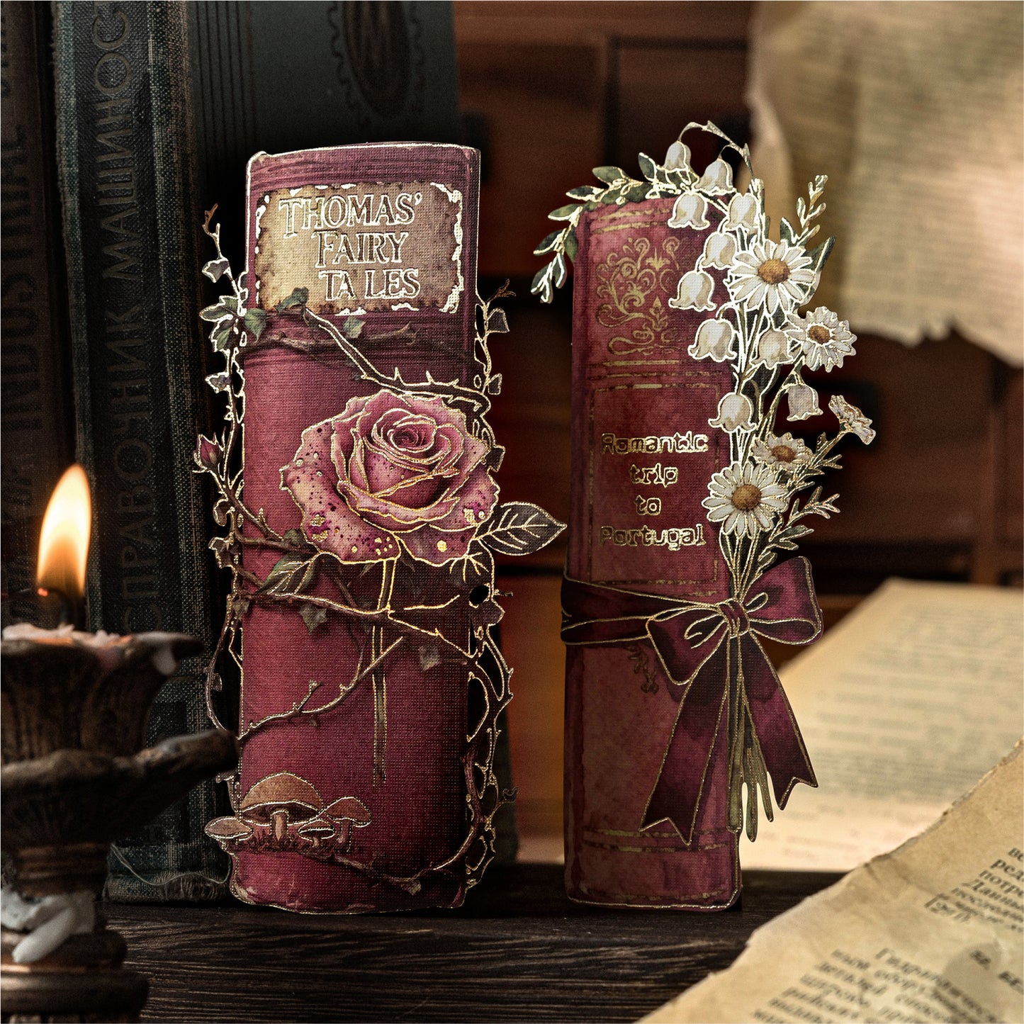[2602-025] Vintage Gold Foil Bookmark Stickers 3 Styles