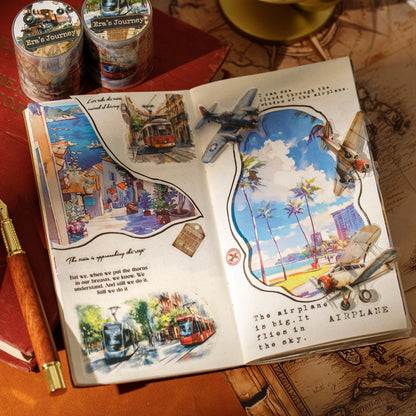 [2603-100] Travel Journal Die Cut Decorative Tape 4 Styles