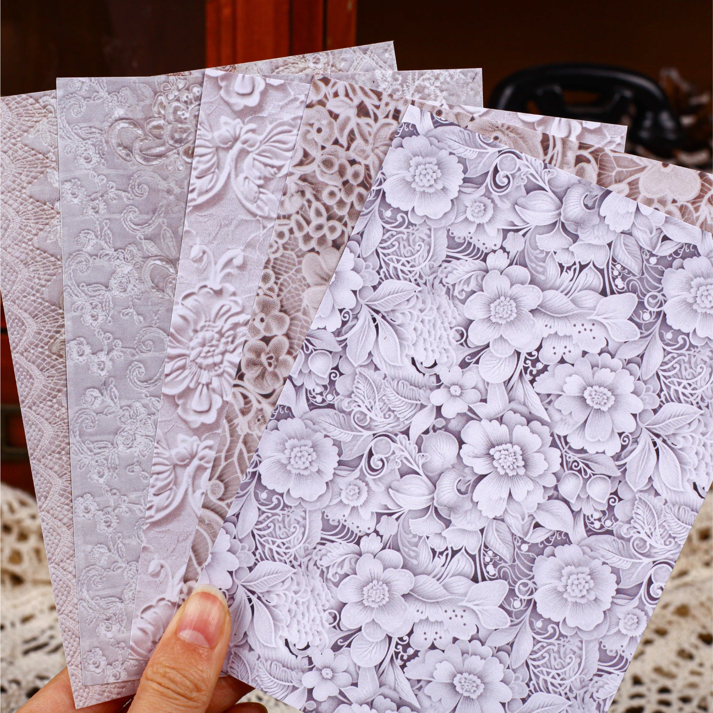 [2601-213] Vintage Lace Embossed Journal Paper Set