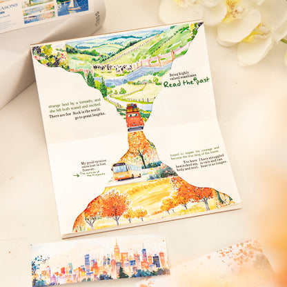 [2603-082] Seasonal Travel Landscape Journal Collage Sticker Book 4 Styles