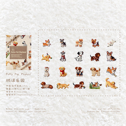[2602-023] Embroidered Puppy Animal Stickers 40 Sheets