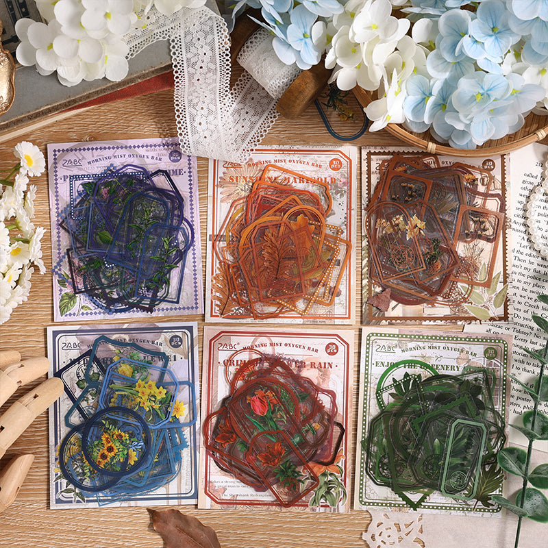 [2603-063] Transparent Vintage Floral Stickers 6 Styles