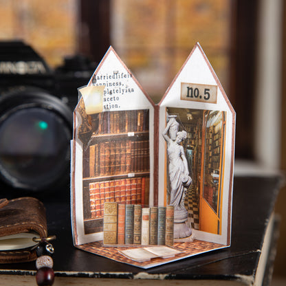 [2602-013] Vintage Book Style Dual Material Sticker Book 4 Styles