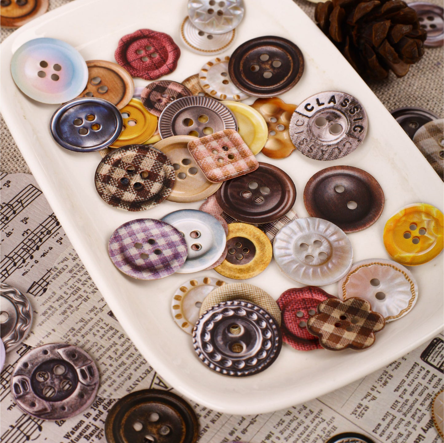 [2602-015] Vintage Button Card Stickers Pack 6 Styles