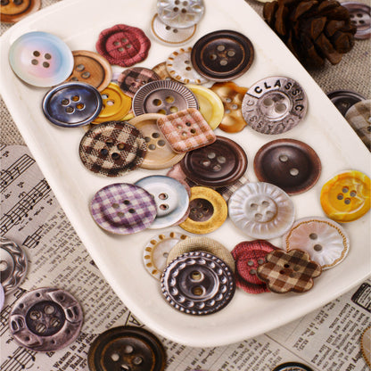 [2602-015] Vintage Button Card Stickers Pack 6 Styles