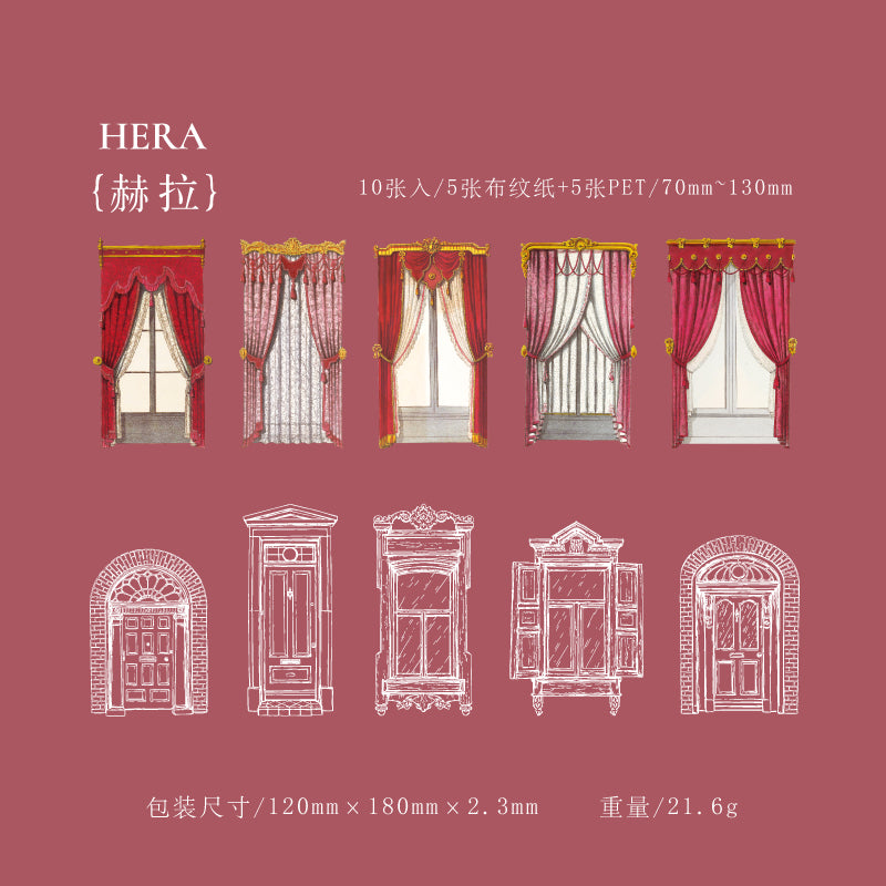 [2603-064] Vintage Window PET Collage Card Stickers 6 Styles
