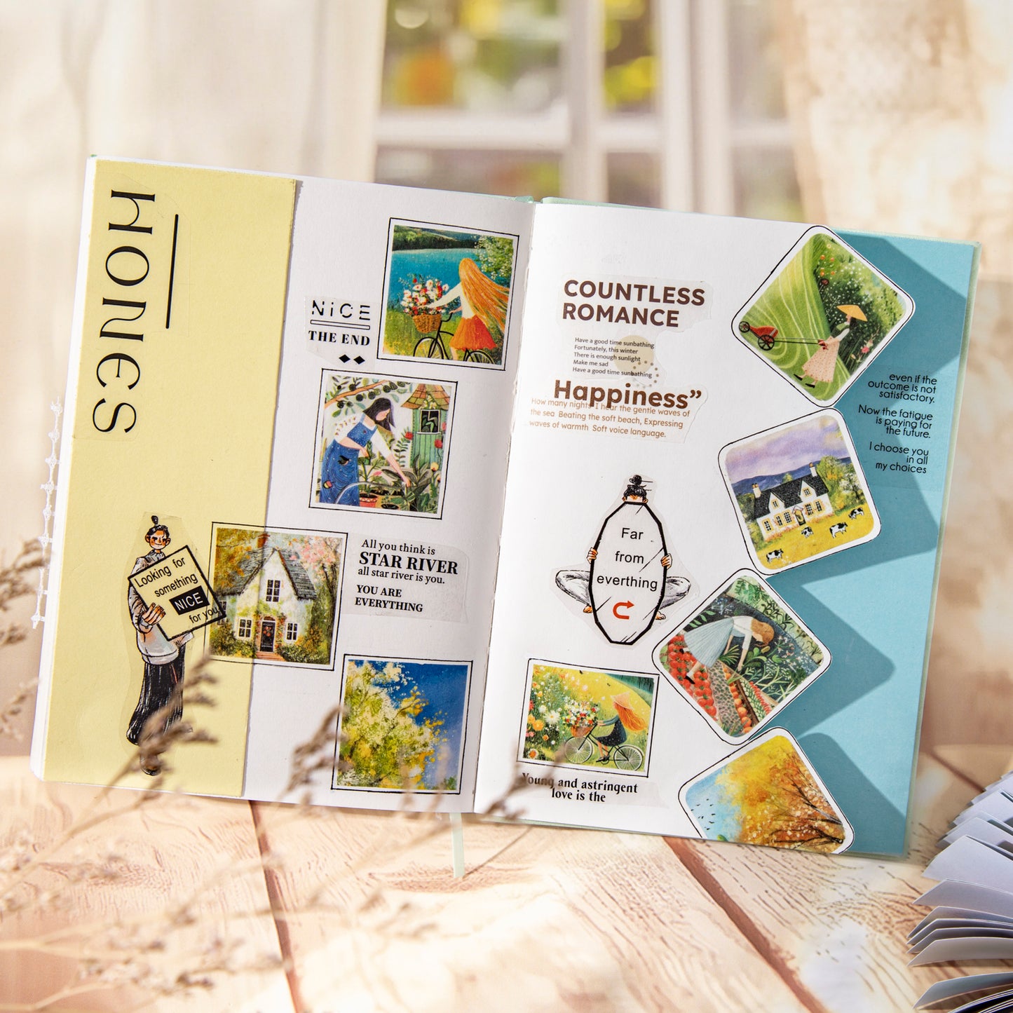 [2601-185] Delicate Spring Scenic Illustration Mini Journal Pack