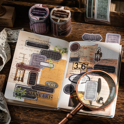 [2602-014] Vintage Handwritten Label Washi Tape 4 Styles
