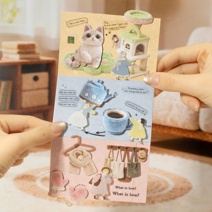 [2603-030] Plush Theme Card Stickers 30 Pieces 6 Styles
