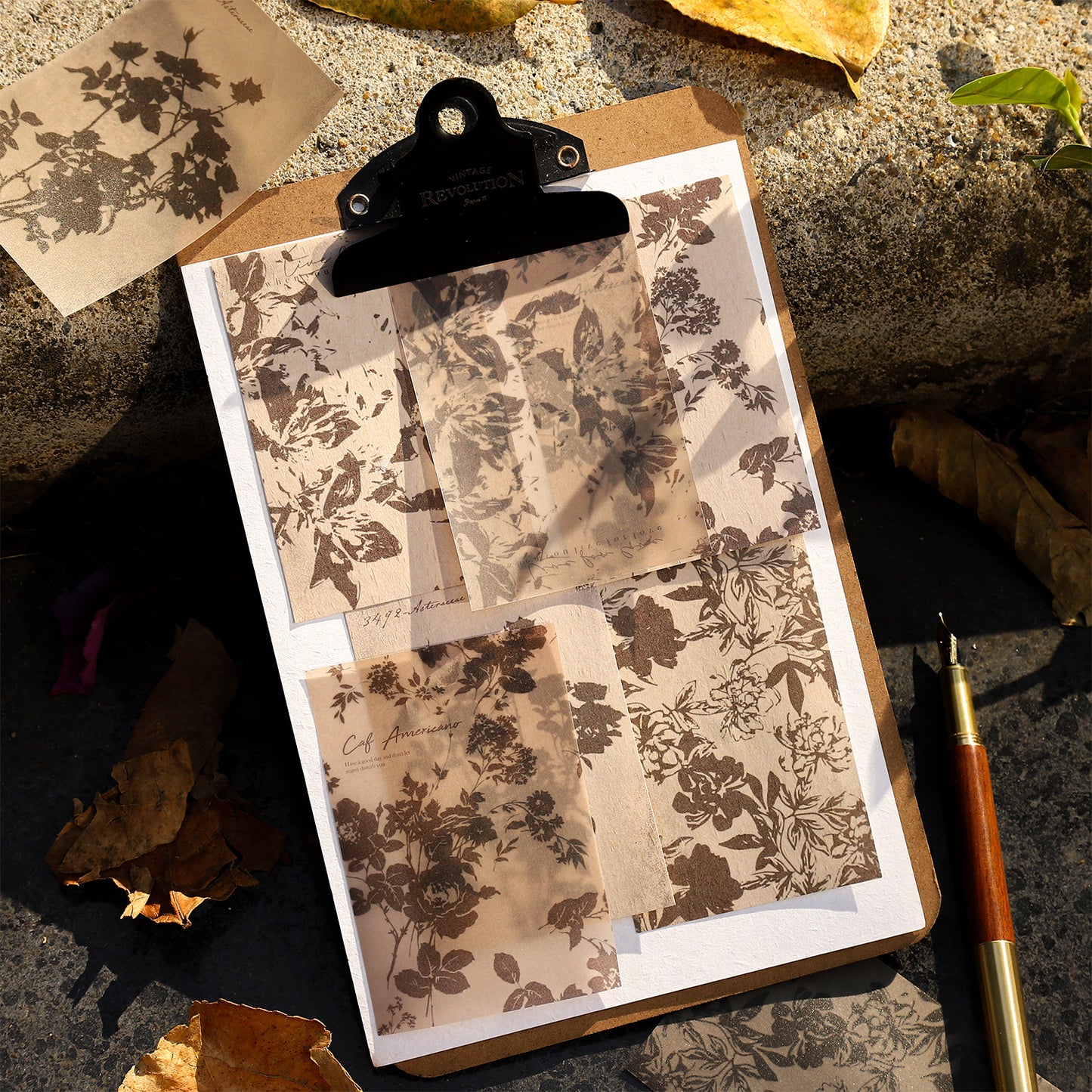 [2601-136] Botanical Texture Paper – Nature Collage Journaling Backgrounds (6 Designs)