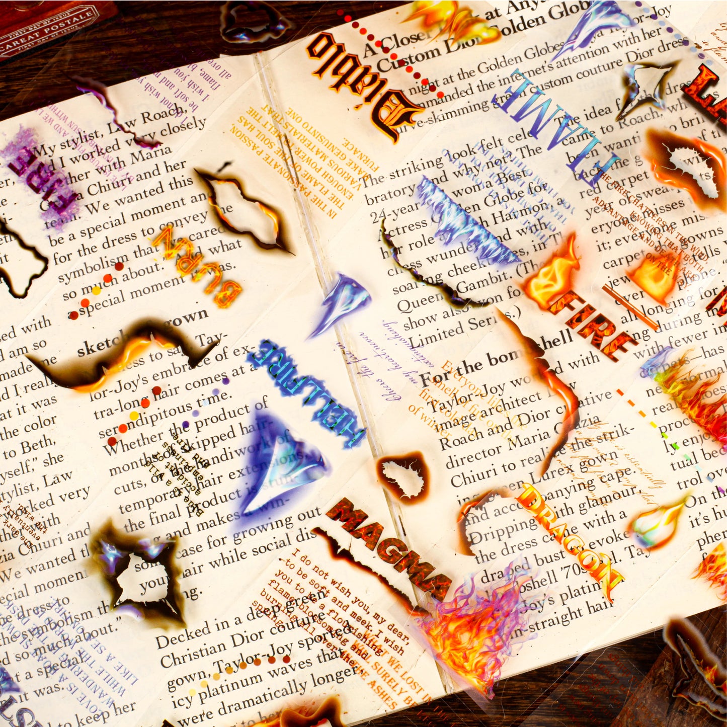 [2603-103] Burning Flame Fantasy PET Decorative Tape 6 Styles