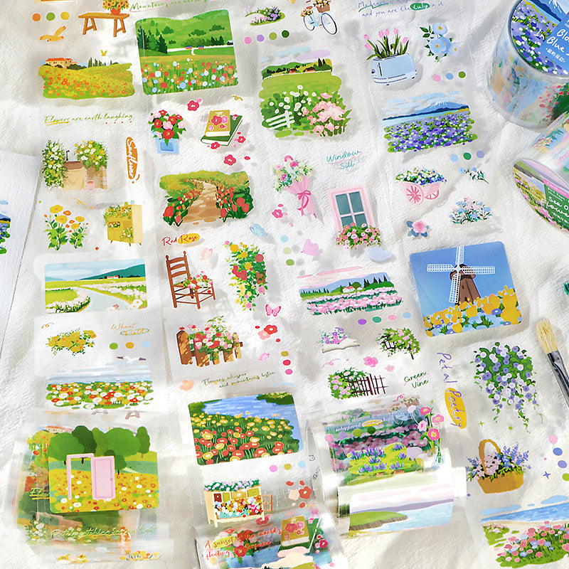 [2603-040] Floral Die Cut PET Tape 4 Styles