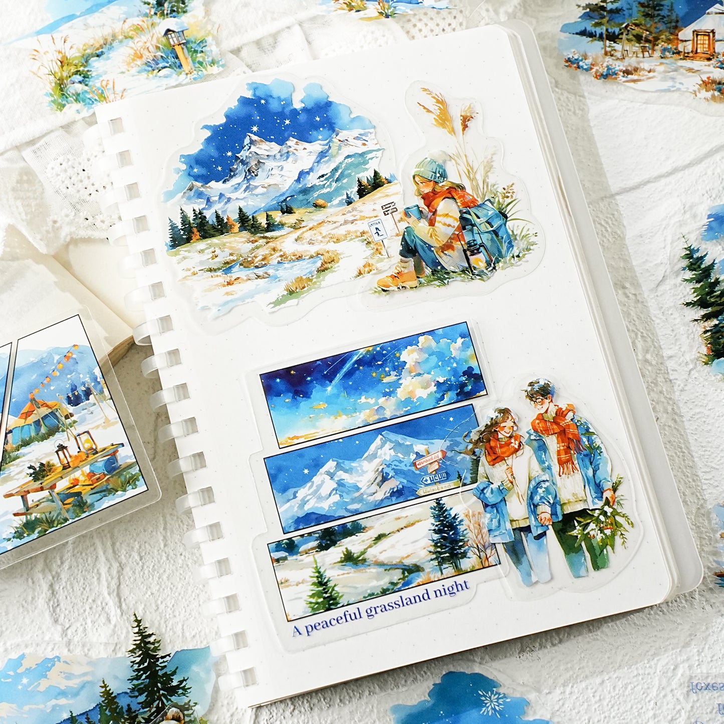 [2601-123] Endless Grasslands PET Scenic Stickers – Four Season Landscape Set (6 Designs 15 Pieces)