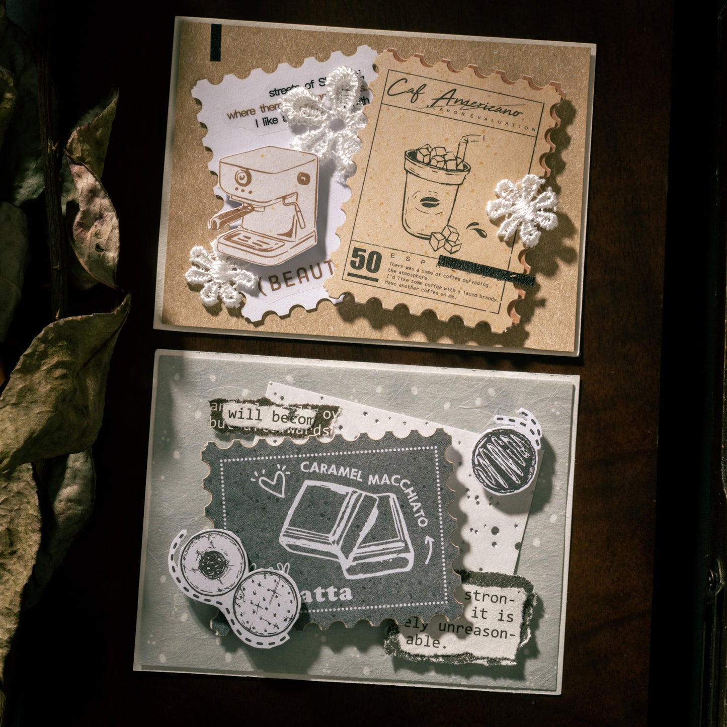 [2601-135] Vintage Tea & Café Stickers – Cozy Bakery Journaling Set (6 Designs)
