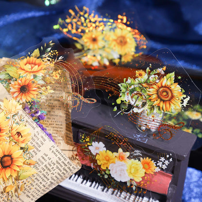 [2601-170] Floral Melody – Gilded Flower Music Stickers (6 Designs)