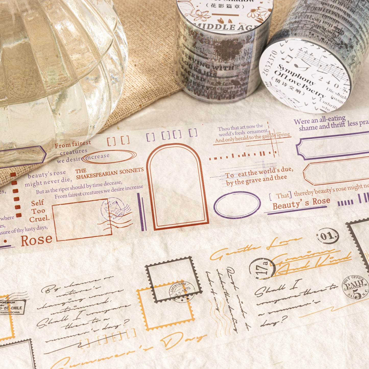 [2603-073] Vintage Poetry Text Collage Tape 6 Styles