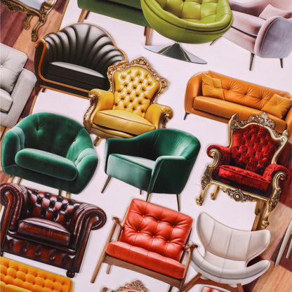 [2603-090] Vintage Sofa Home Life Journal Collage Stickers 6 Styles