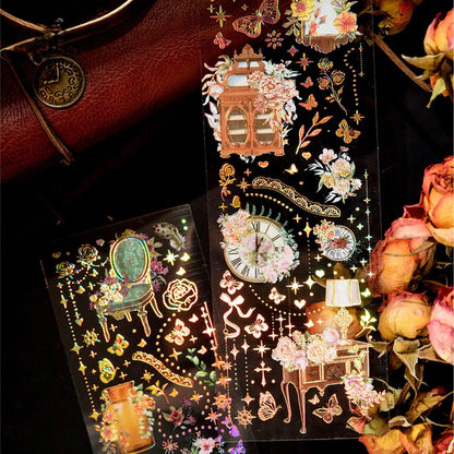 [2602-019] Vintage Gold Foil Sticker Set 4 Styles