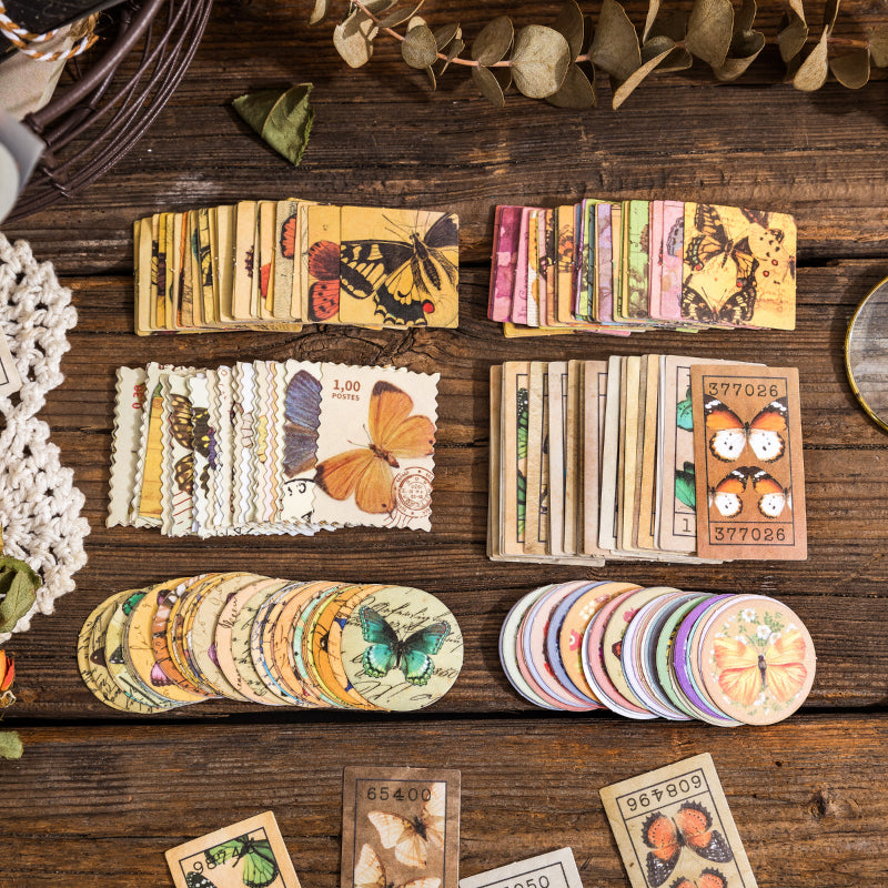 [2602-007] Butterfly Collage Journal Stickers 6 Styles