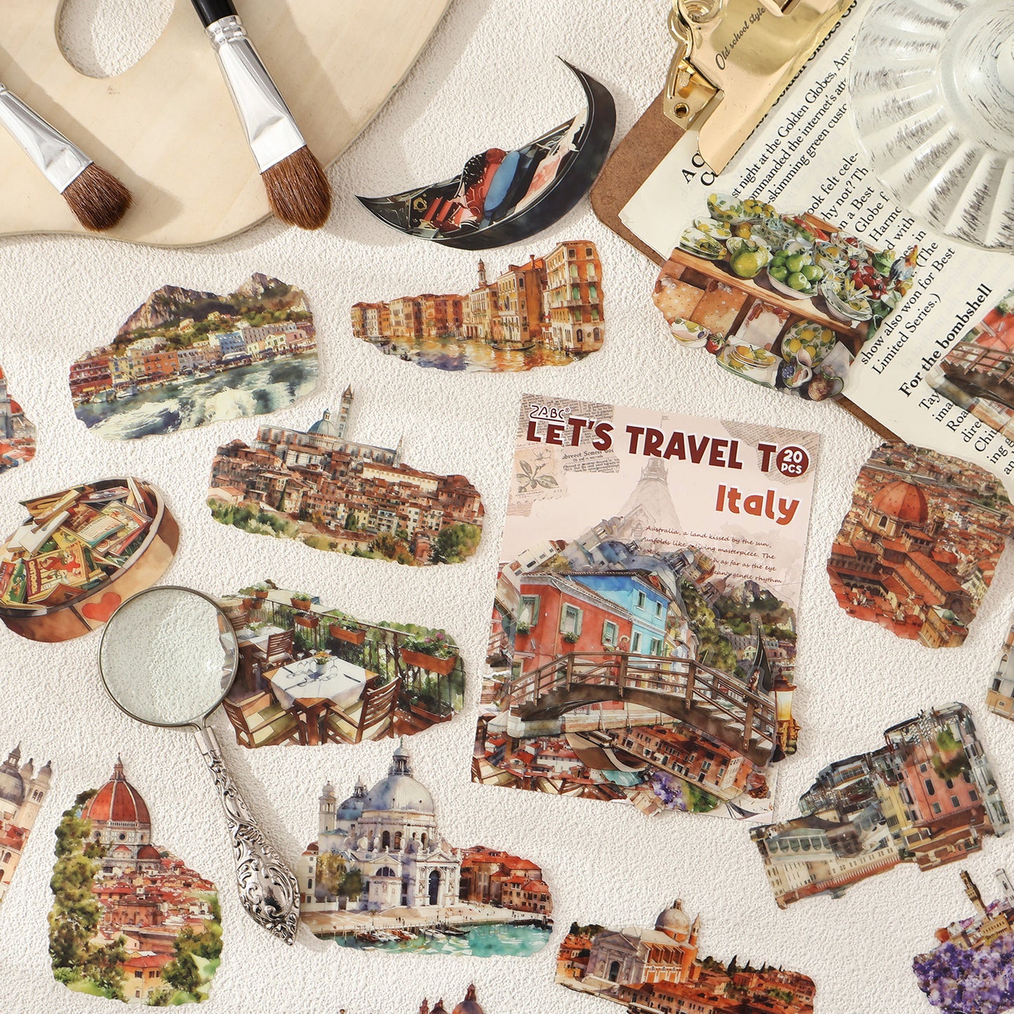 [2603-049] World Travel PET Stickers 20 Pieces 8 Styles