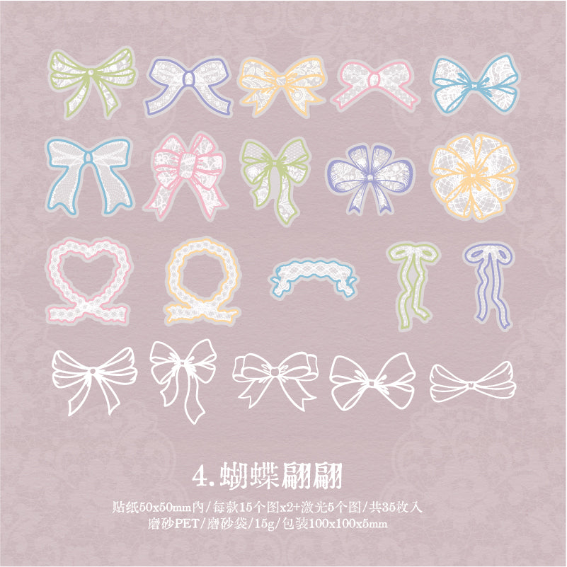 [2601-133] Dream & Starry Sea Bow Stickers – Soft Pastel Journaling Set (4 Designs)