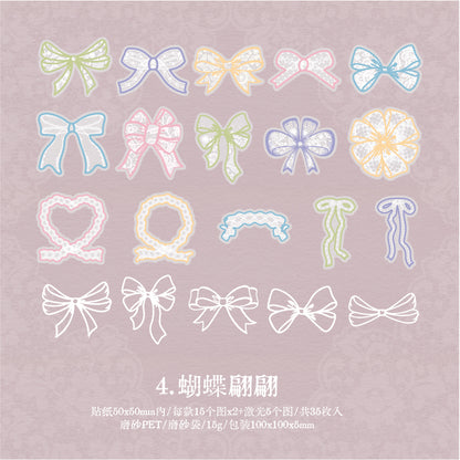 [2601-133] Dream & Starry Sea Bow Stickers – Soft Pastel Journaling Set (4 Designs)