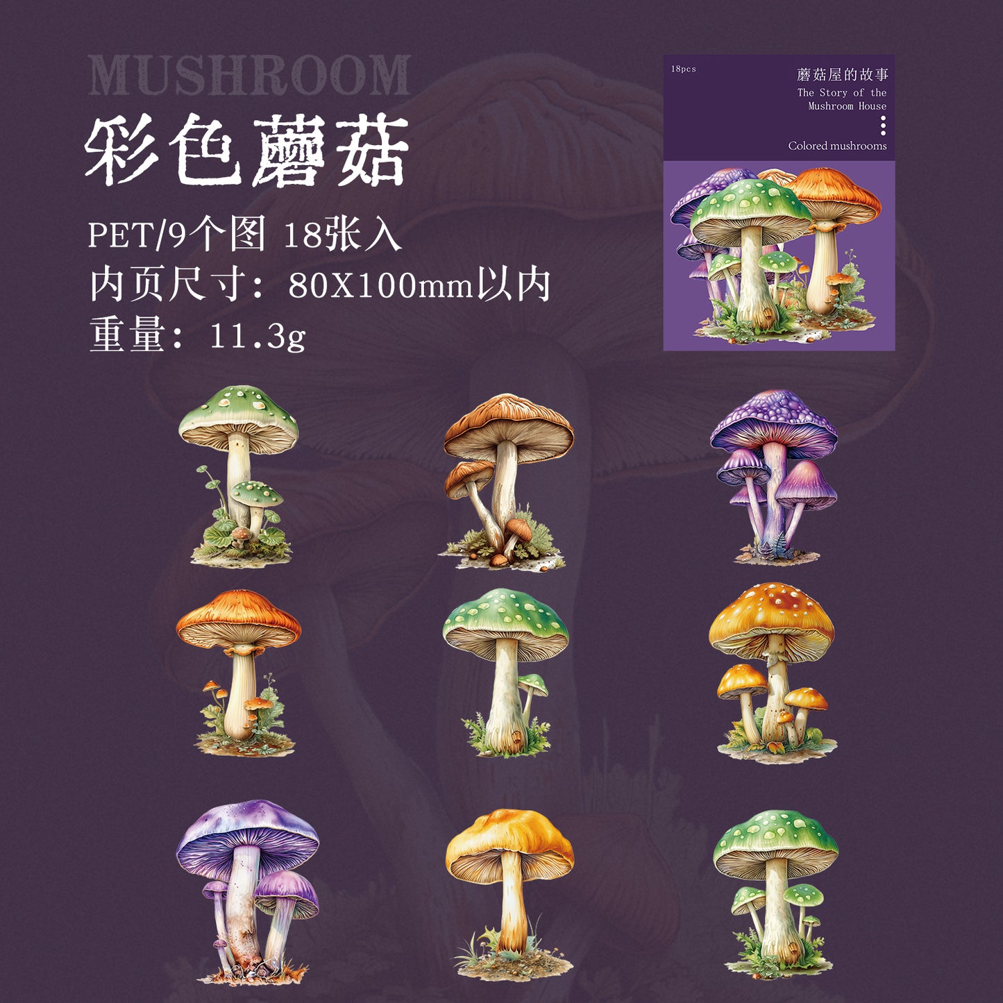 [2601-200] Dark Enchantment Mushroom House Story PET Stickers