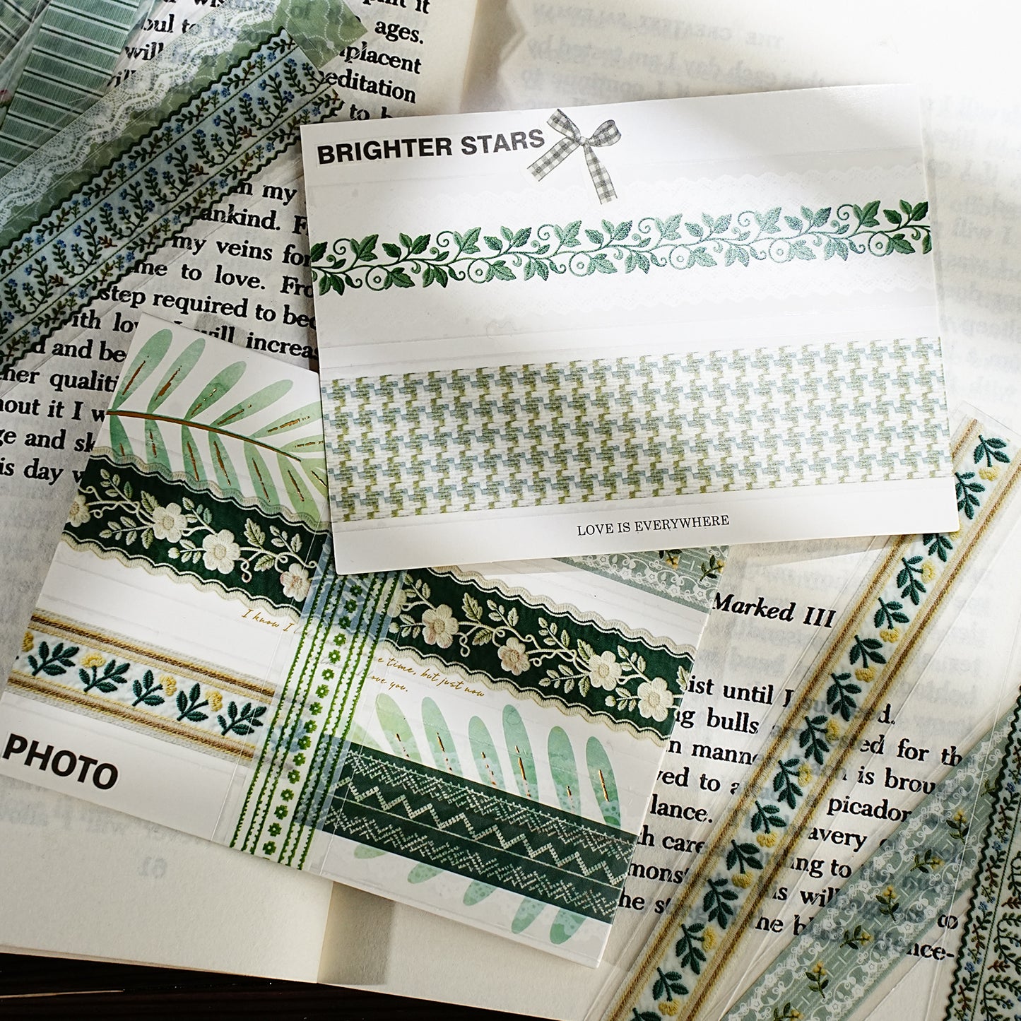 [2601-122] Handcrafted Lace Border Stickers – Vintage Fabric Trim Set (6 Designs)