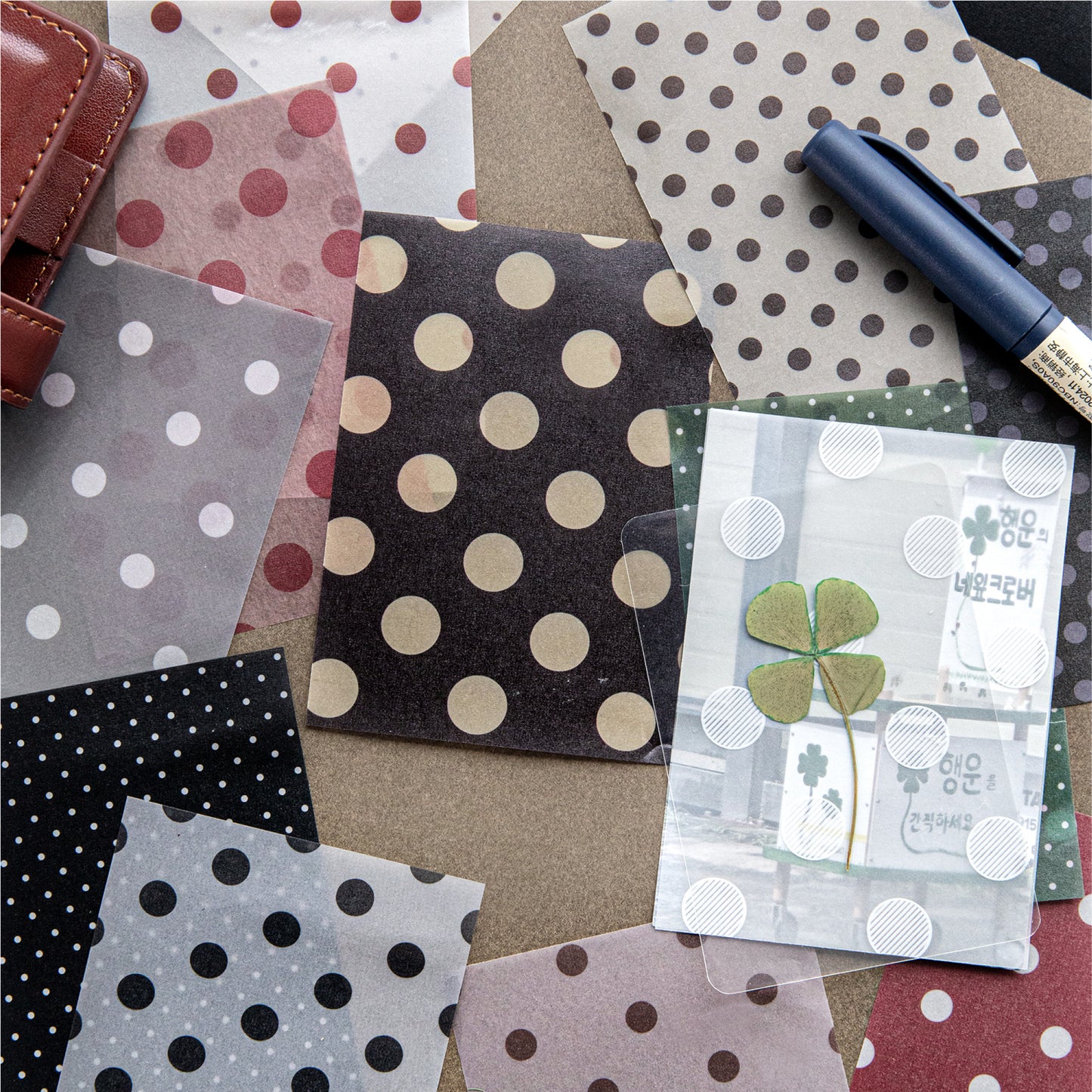 [2603-091] Dot Pattern Vellum Background Paper 4 Styles