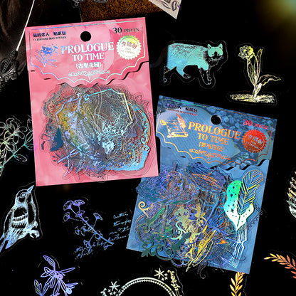 [2601-177] Prologue to Time – Holographic PET Vintage Sticker Set (6 Designs)