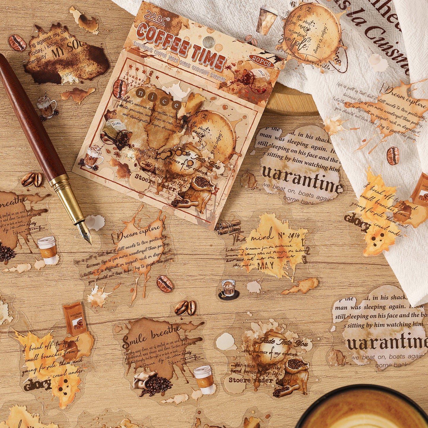 [2603-045] Vintage Coffee PET Background Stickers 6 Styles