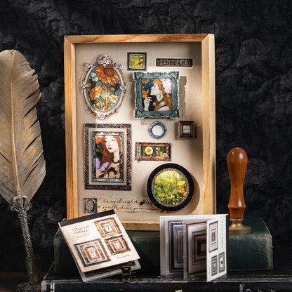[2603-006] Vintage Museum Die Cut Frame Sticker Book 6 Styles
