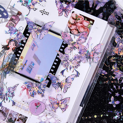 [2603-086] Iridescent Butterfly Decorative Sticker Flakes 6 Styles