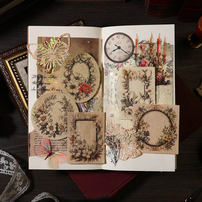 [2601-166] Poetic Blooms – Vintage Floral Frame Stickers (4 Designs)