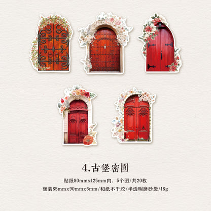 [2601-128] Enchanted Garden Sticker Set – Vintage Floral Journal Collage (4 Designs)
