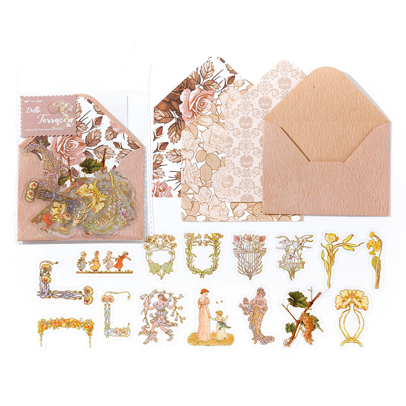 [2602-031] Vintage Garden Envelope PET Stickers