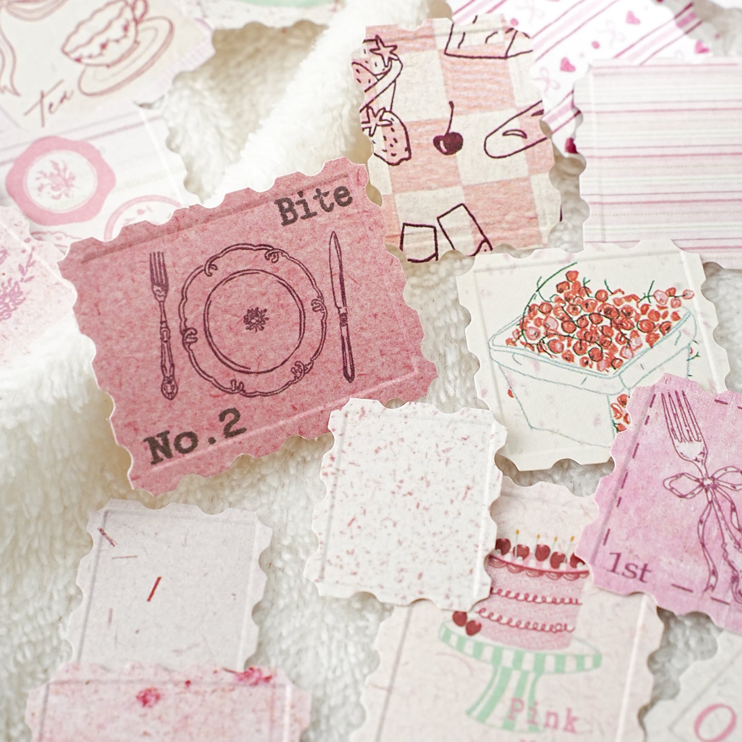 [2603-011] White Kraft Embossed Stamp Stickers 6 Styles