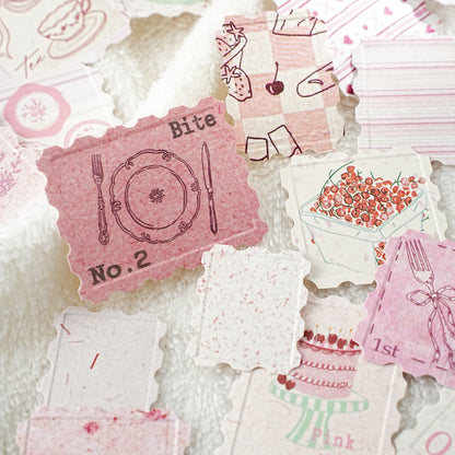 [2603-011] White Kraft Embossed Stamp Stickers 6 Styles