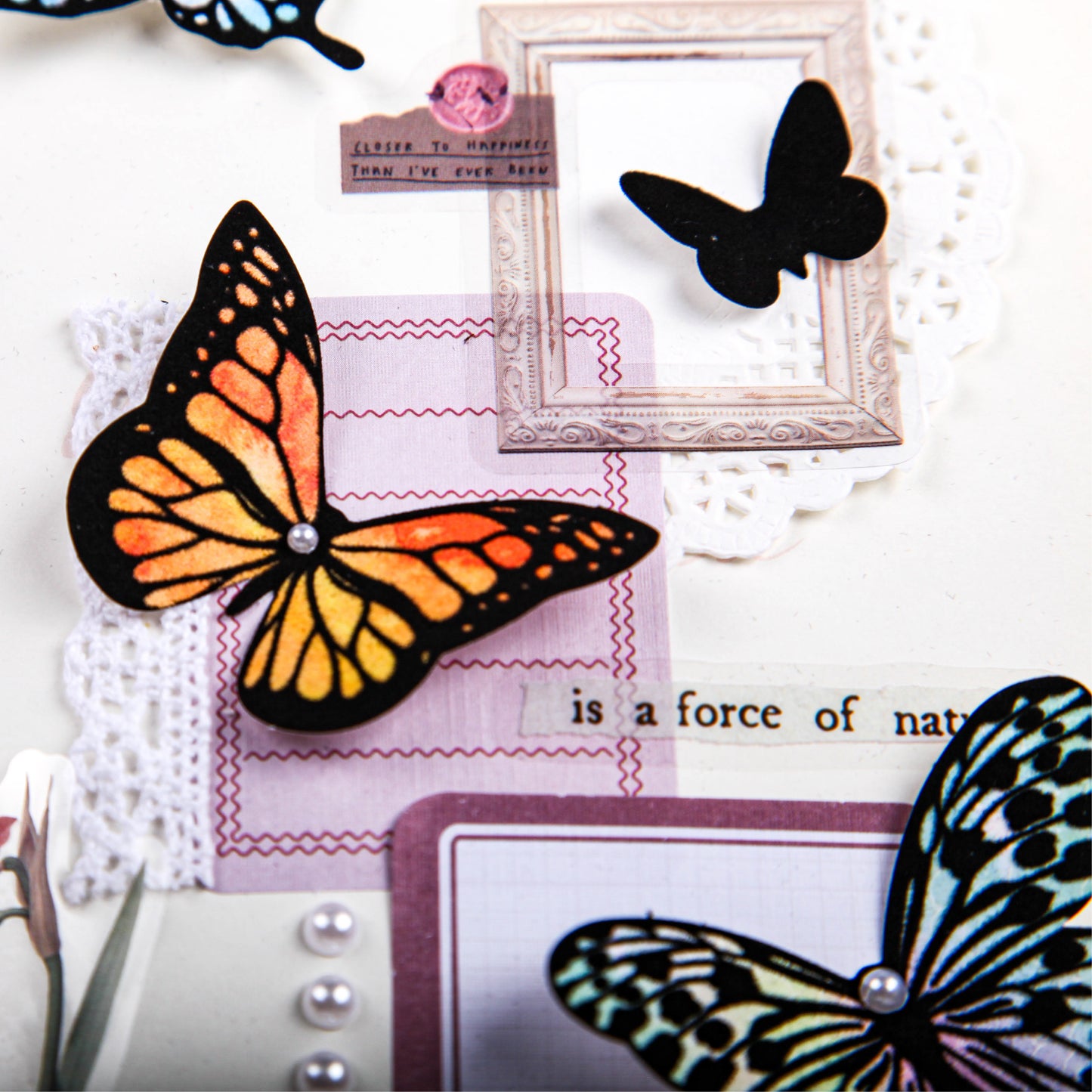 [2603-026] Butterfly Vintage Collage Stickers 6 Styles